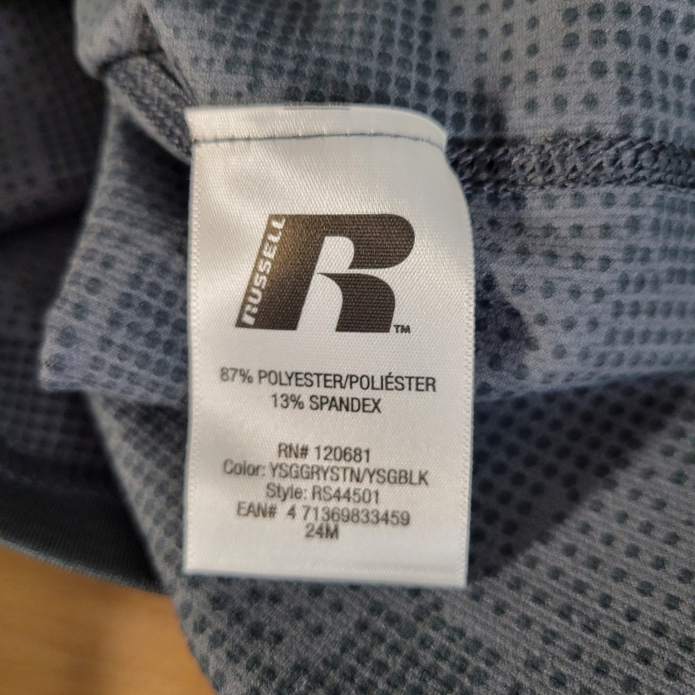 Mens Russel Dri-Power 360 Charcoal Long sleeve Top Size Small (34-36) Mock TN - Picture 8 of 9